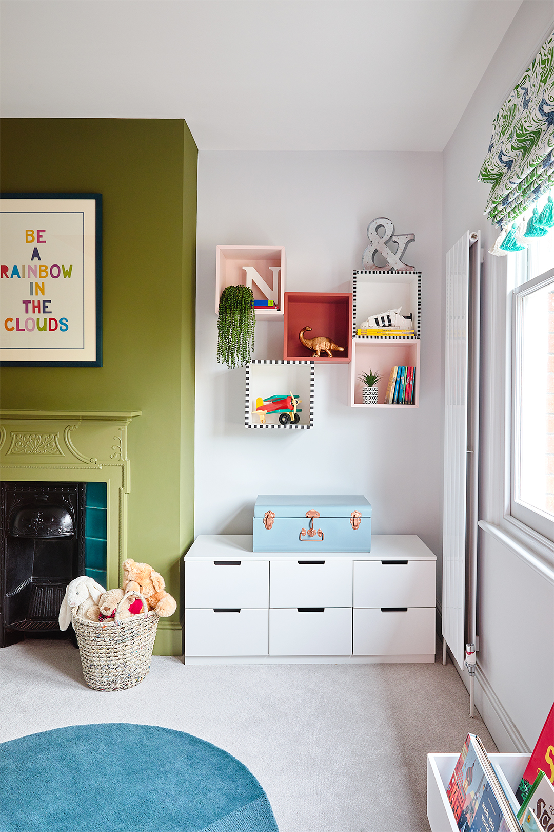 floating multicolored storage boxes