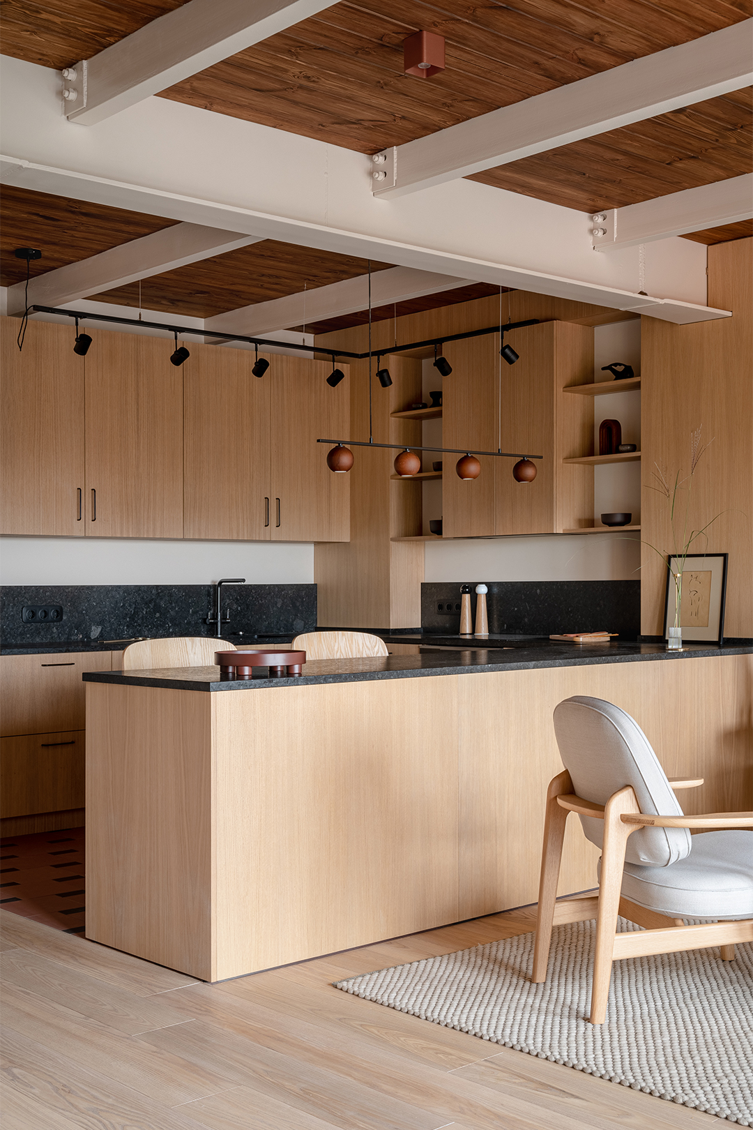 wood kitchen peninsula