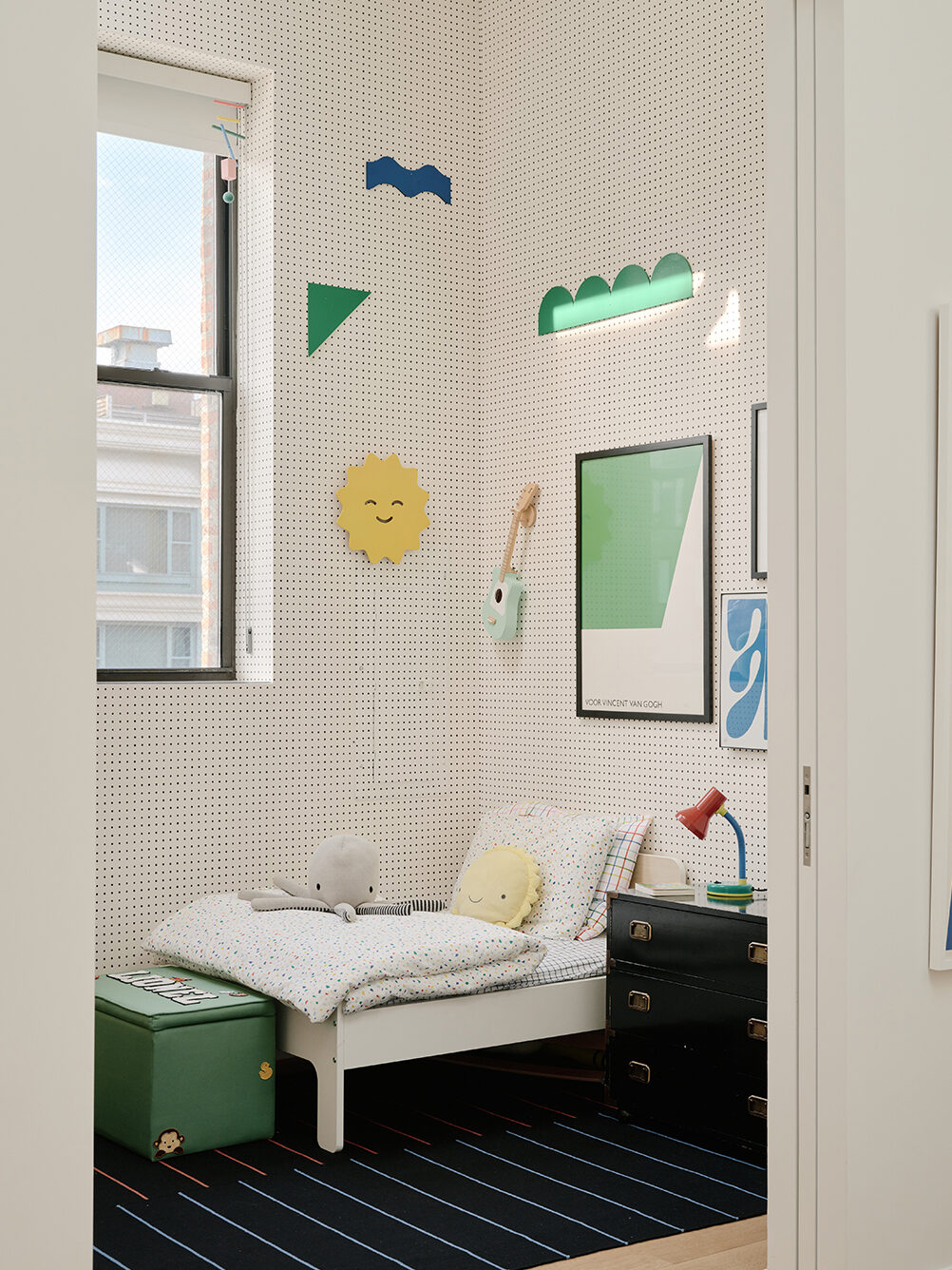 boys room with green accents