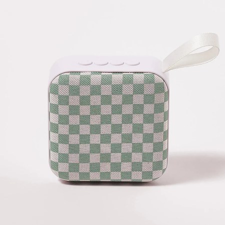  Sage green and white checkerboard mini speaker