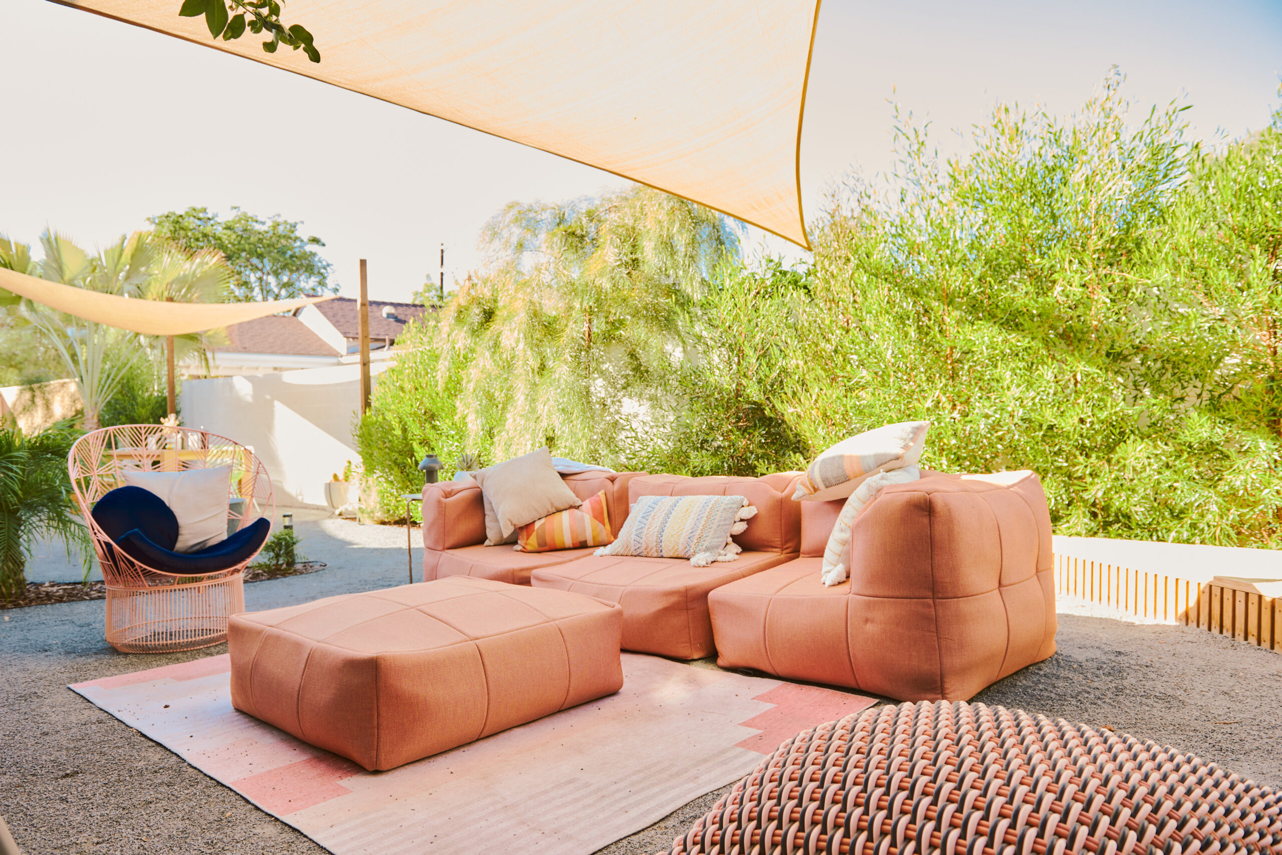 pink outdoor sofa