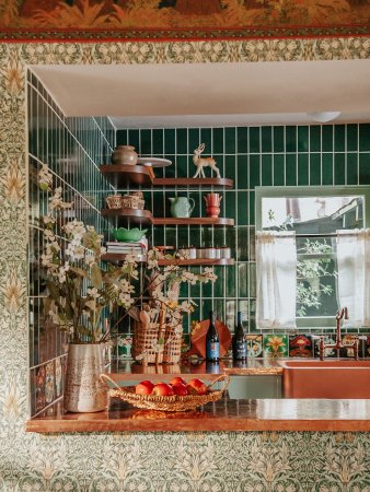 green tile backsplash