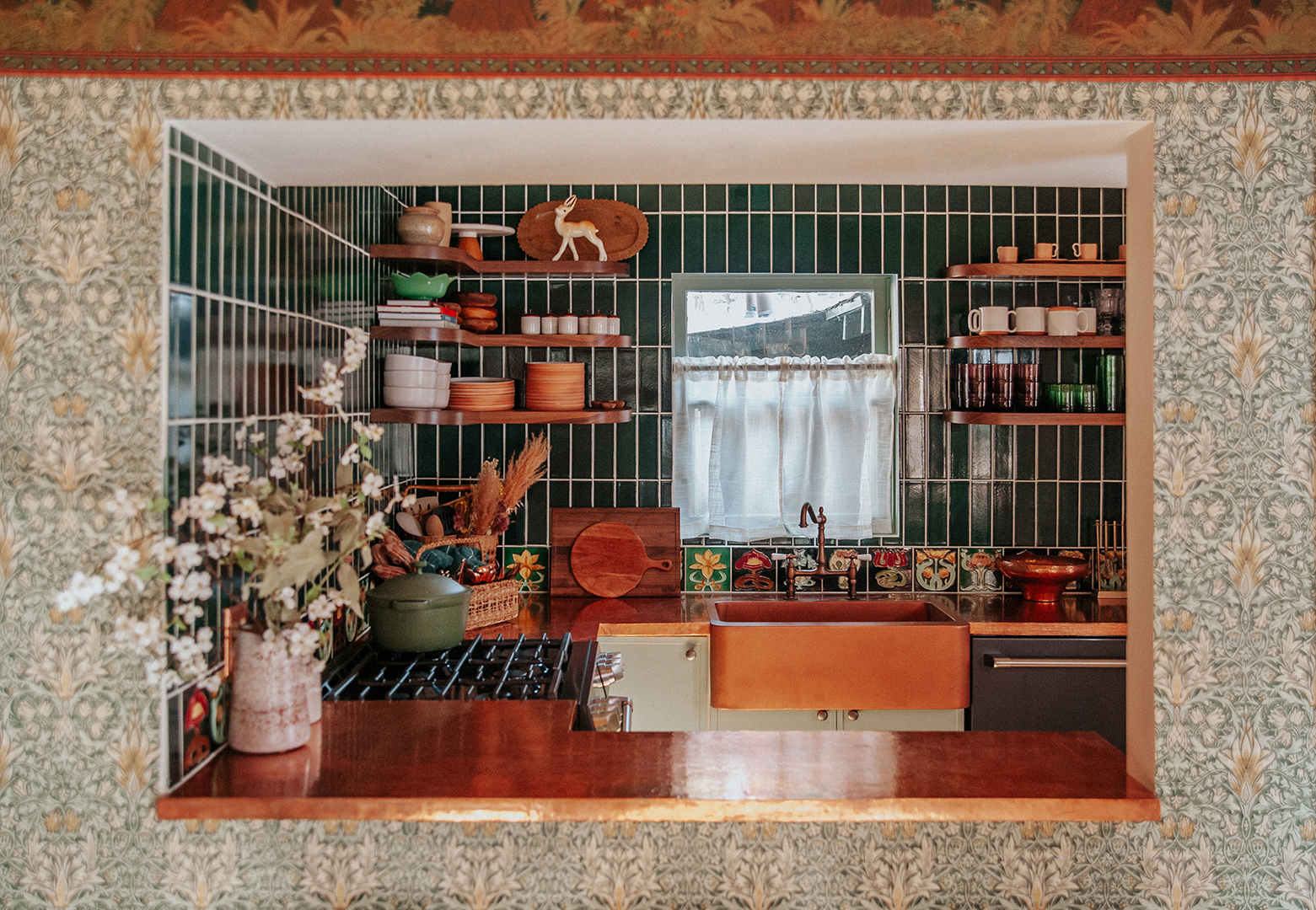 green tile backsplash