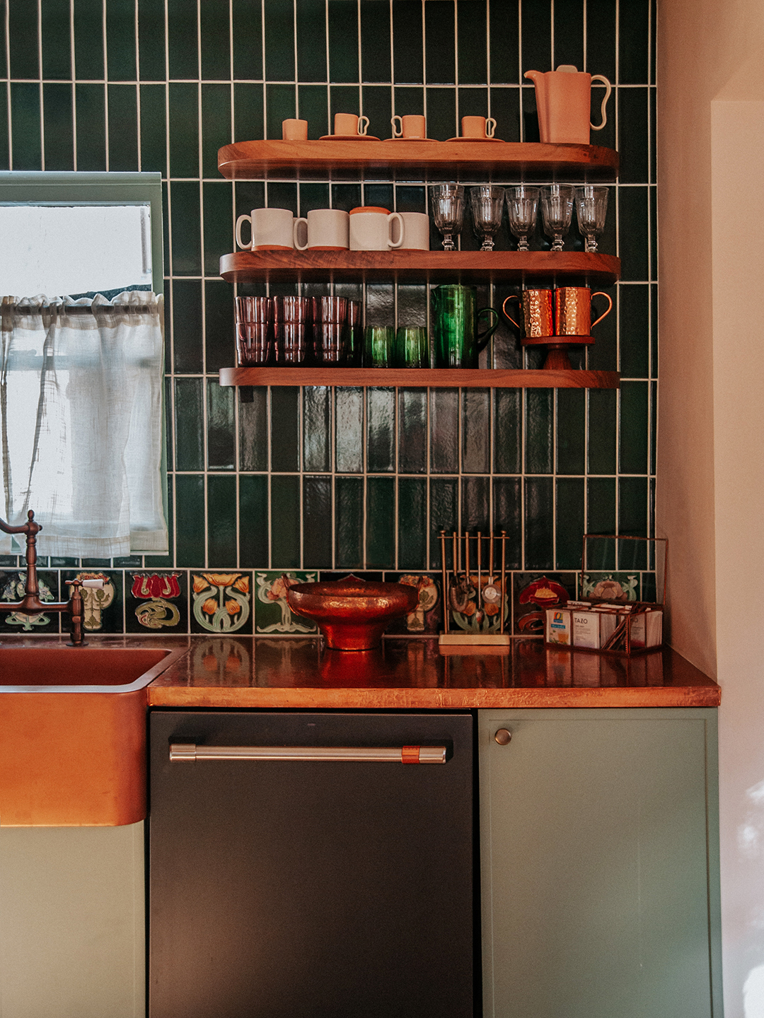 green tile backsplash