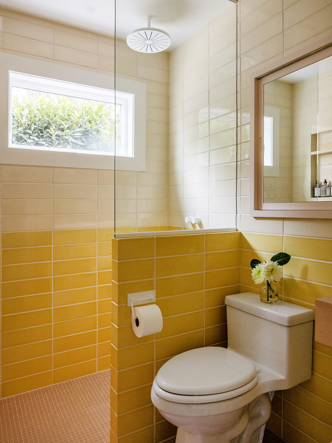 yellow tiled bathroom