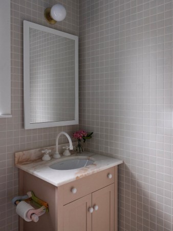 pink sink vanity