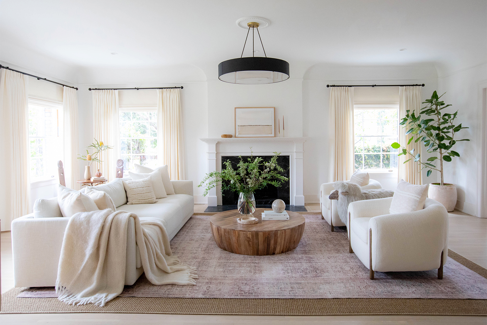 Living room with fireplace