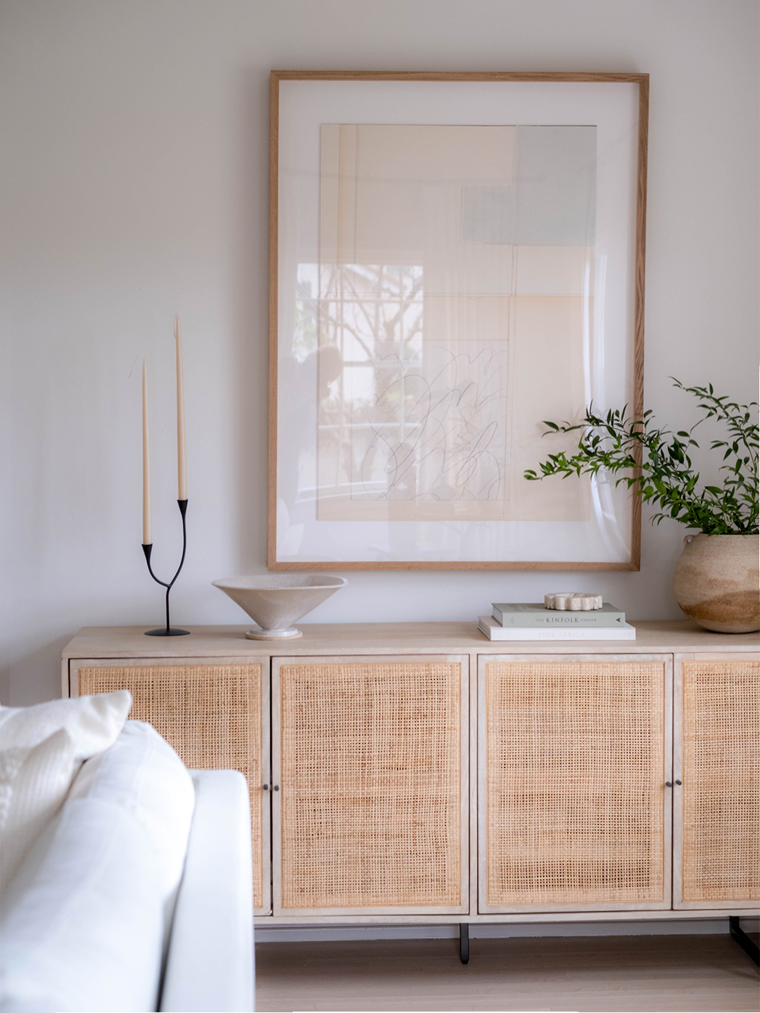 Living room with cane console