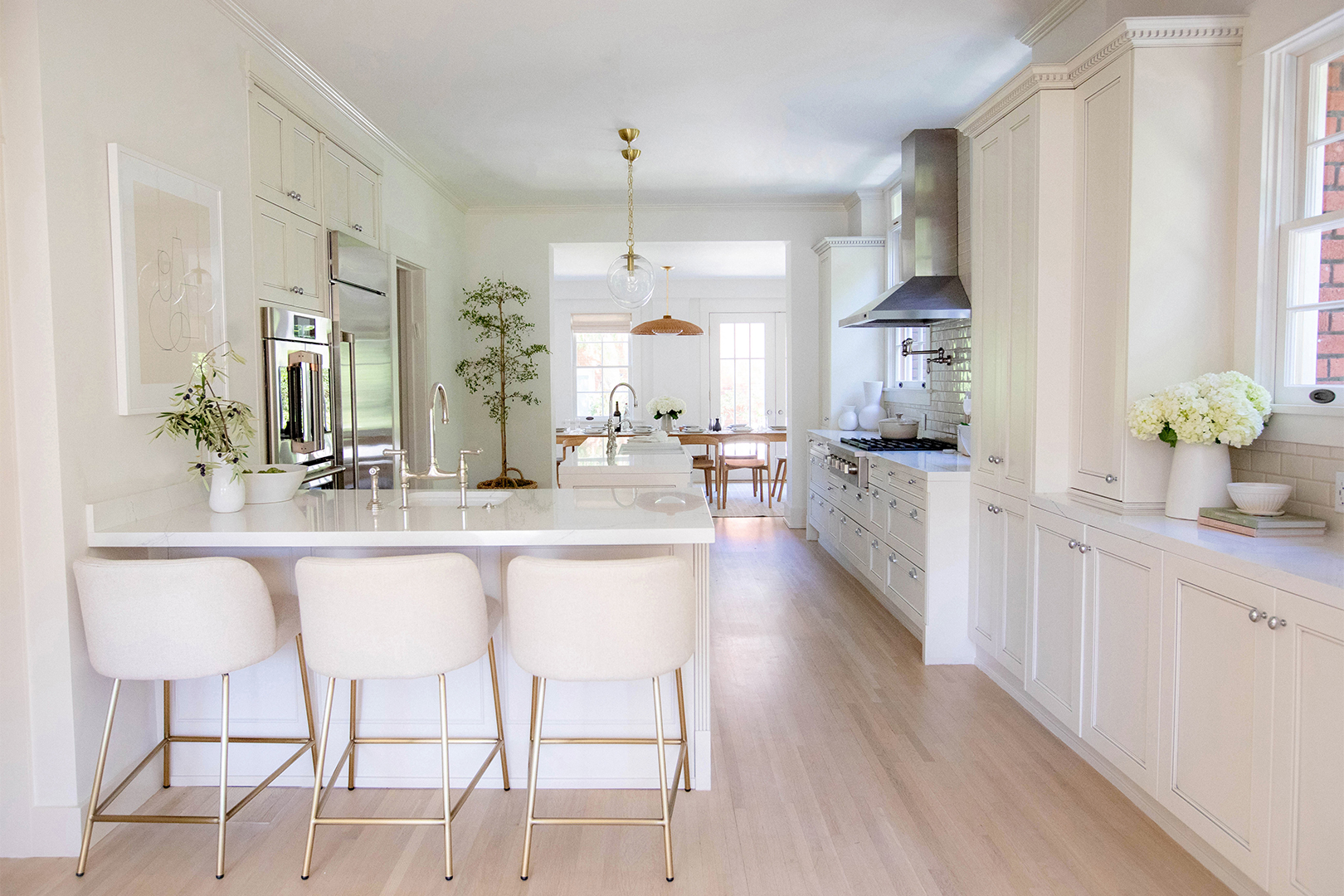 Kitchen with white cabinets