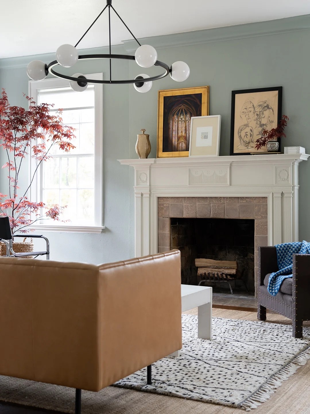 light blue living room