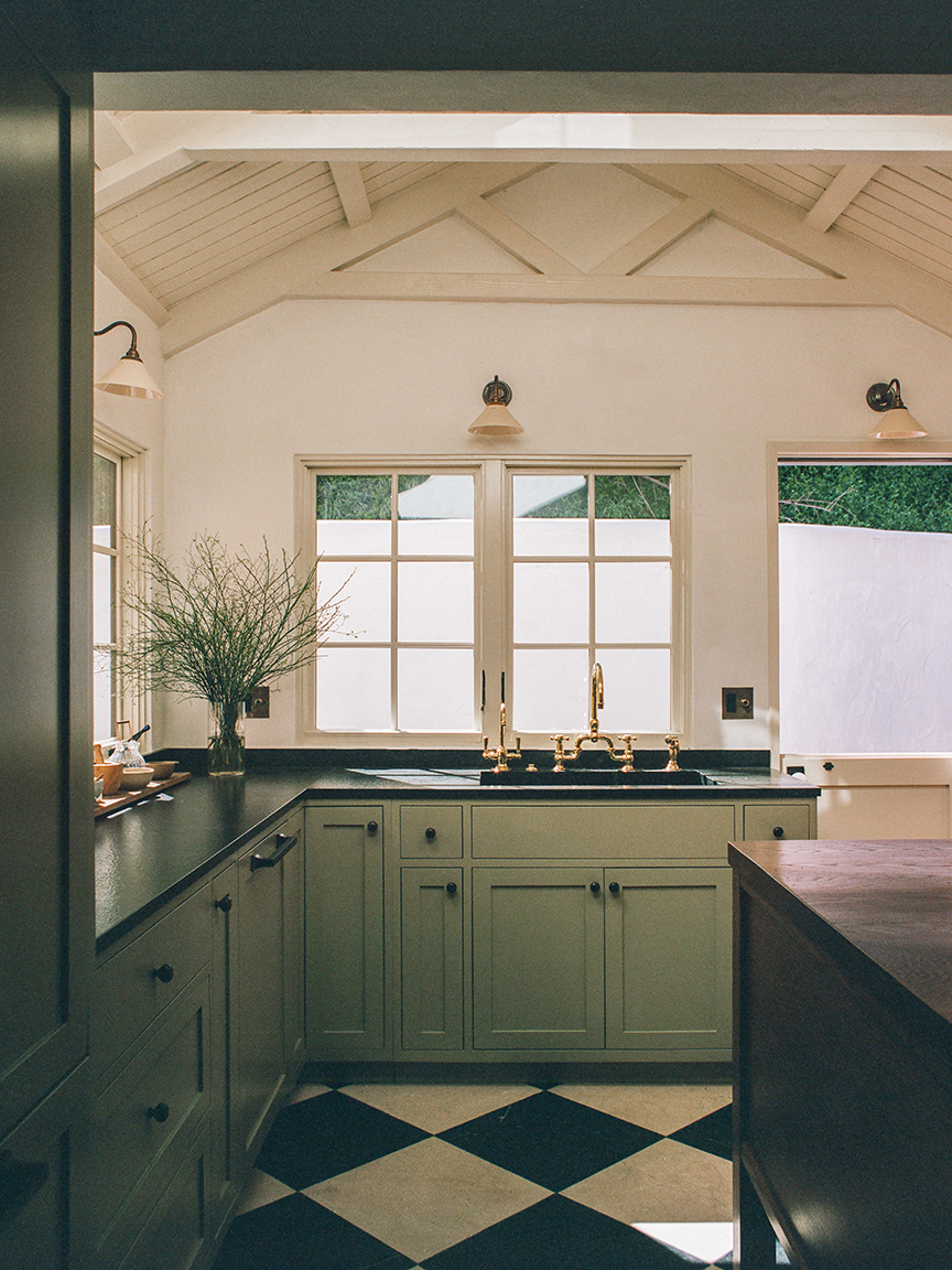 green kitchen cabinets