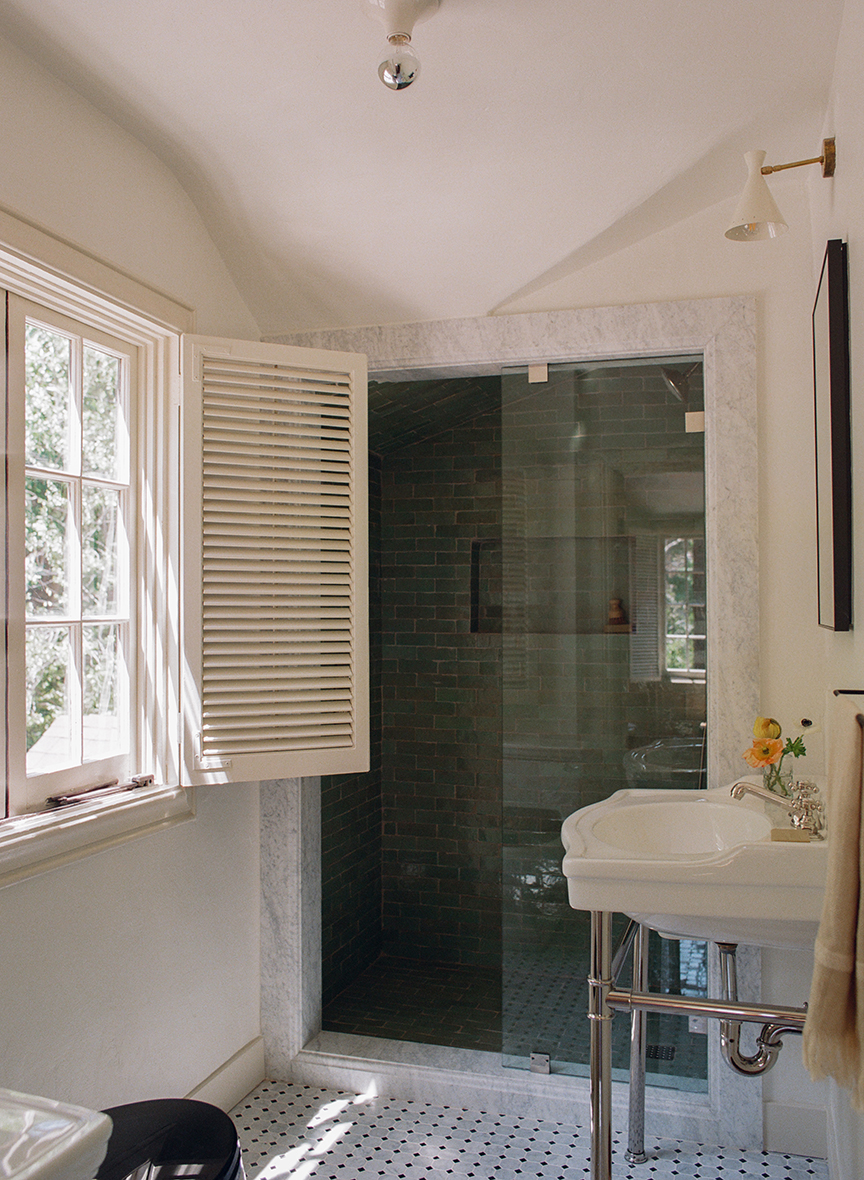 shutters open in bathroom