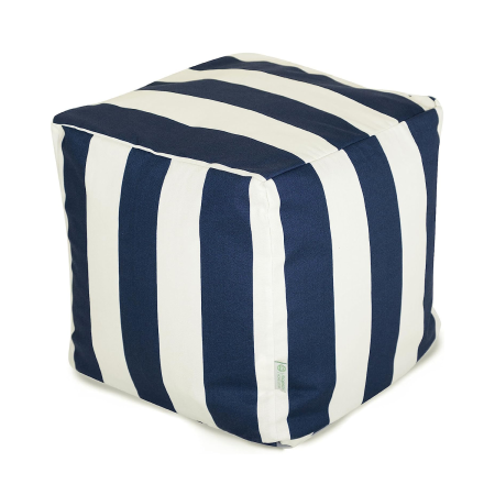  navy and cream stripe ottoman