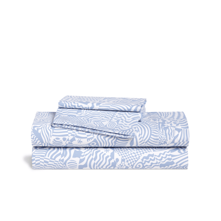  Luxe Sateen Core Sheet Set Contour Flow in Raindrop Blue