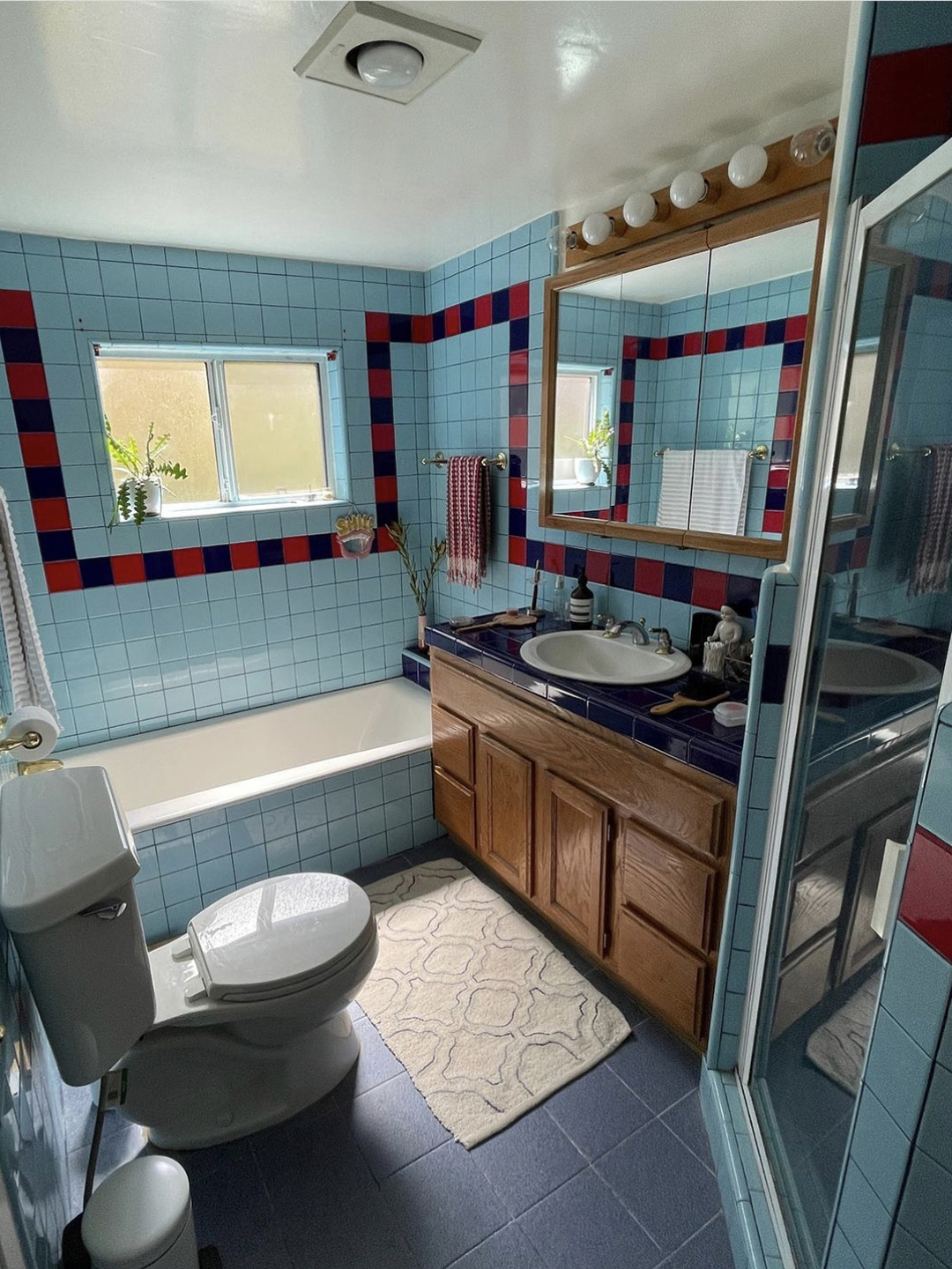 blue tiled bathroom