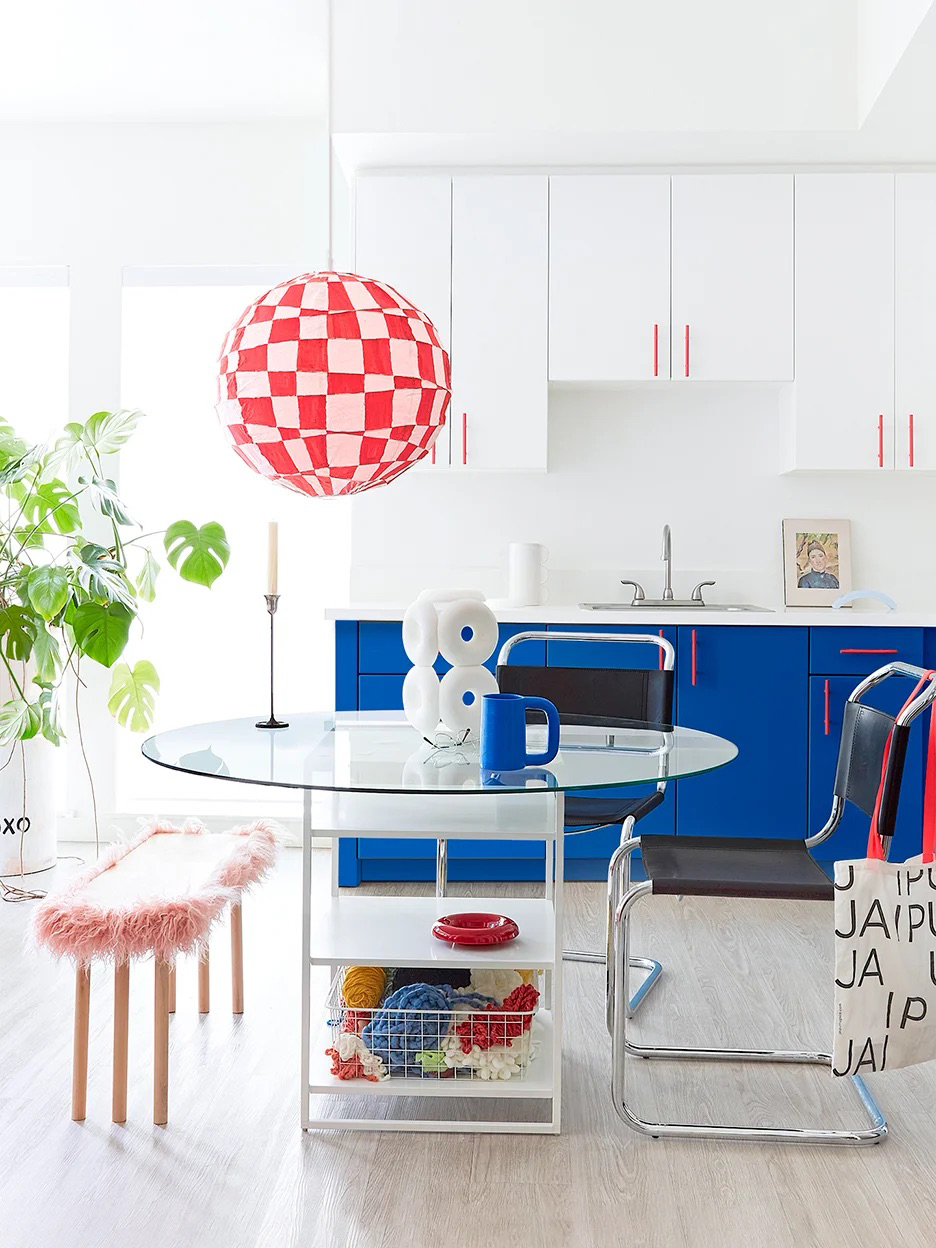 blue and white kitchen