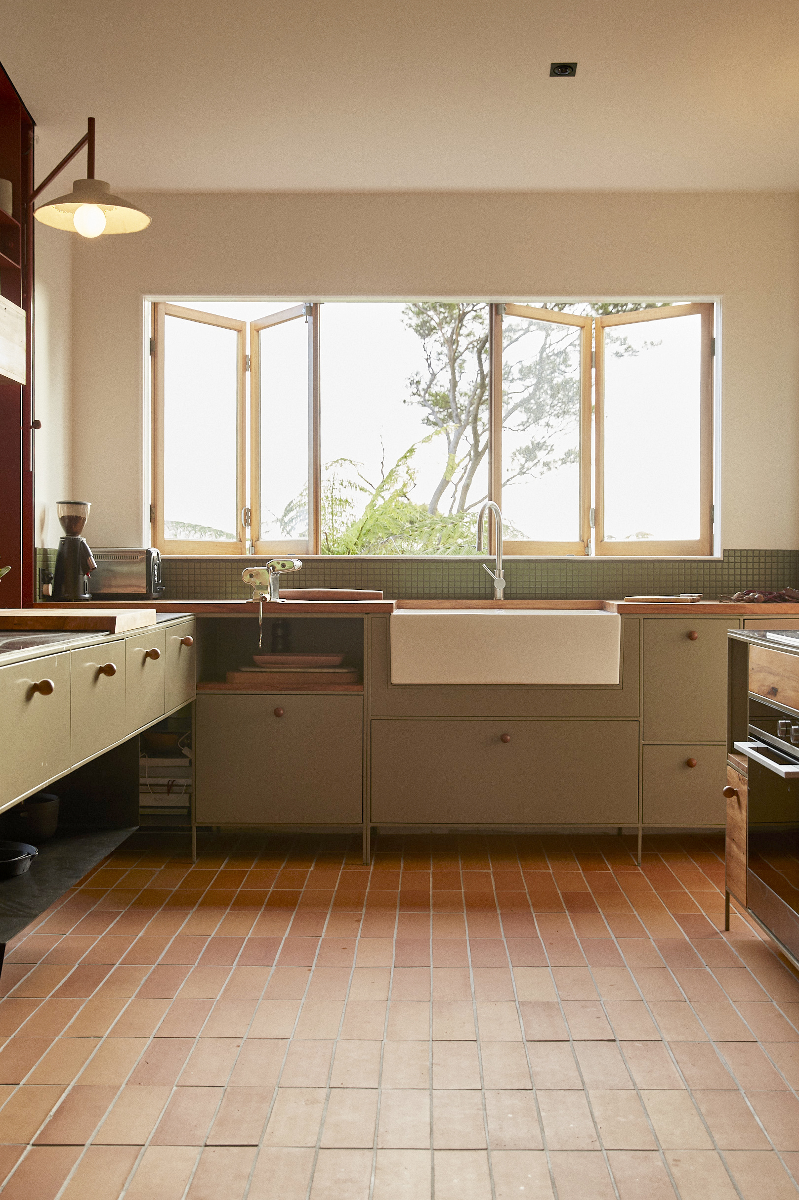 green kitchen cabinets