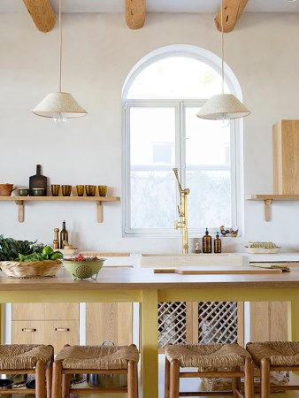 yellow kitchen island