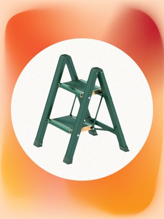 green folding step ladder