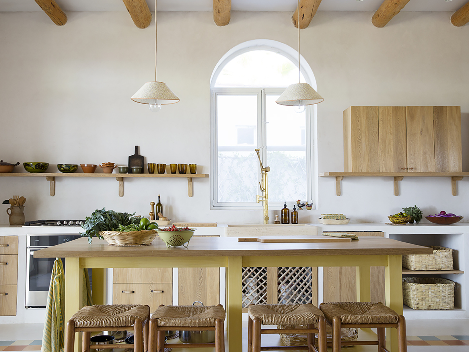 yellow kitchen island