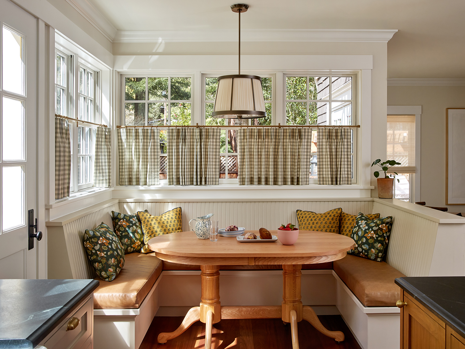 Kitchen nook with cafe curtains