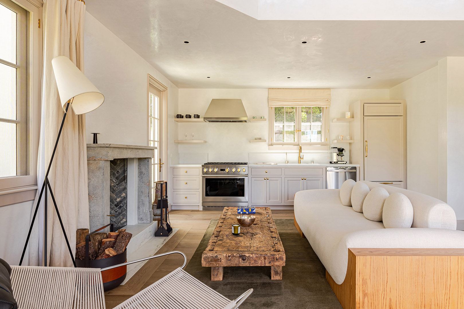 neutral living room with modern and vintage mix