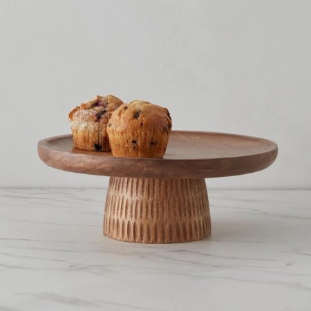  wood cake pedestal with carved base