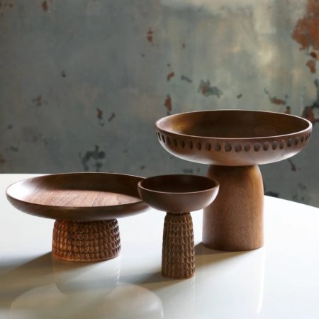  carved maple bowl on pedestal