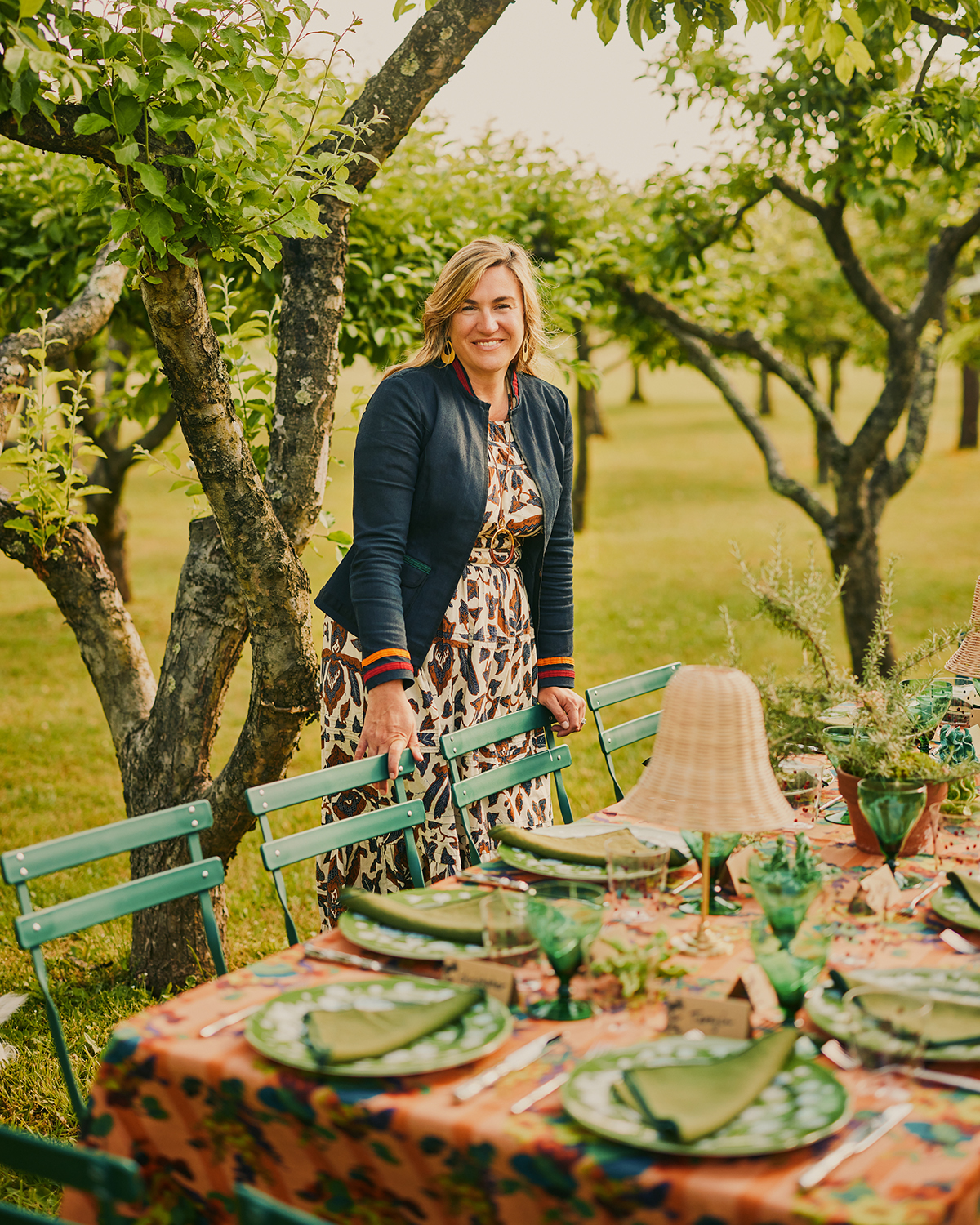 Woman at table outside