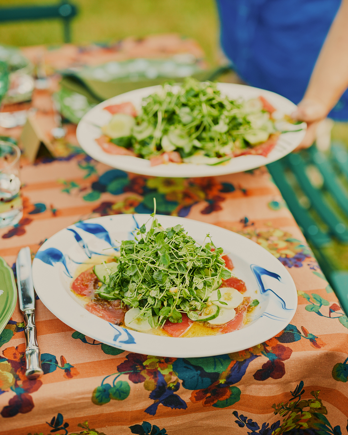 Appetizer being served to table