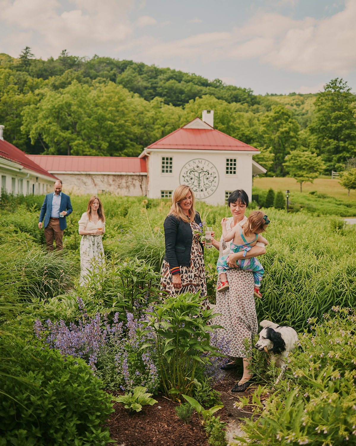 Guests gathering in a field