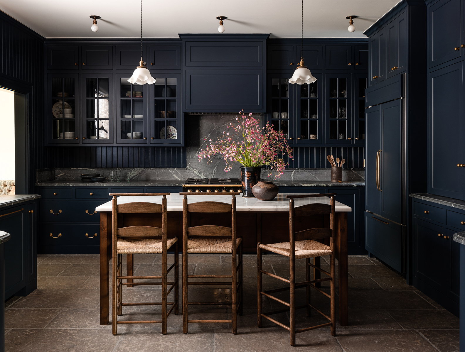 Dark kitchen with island