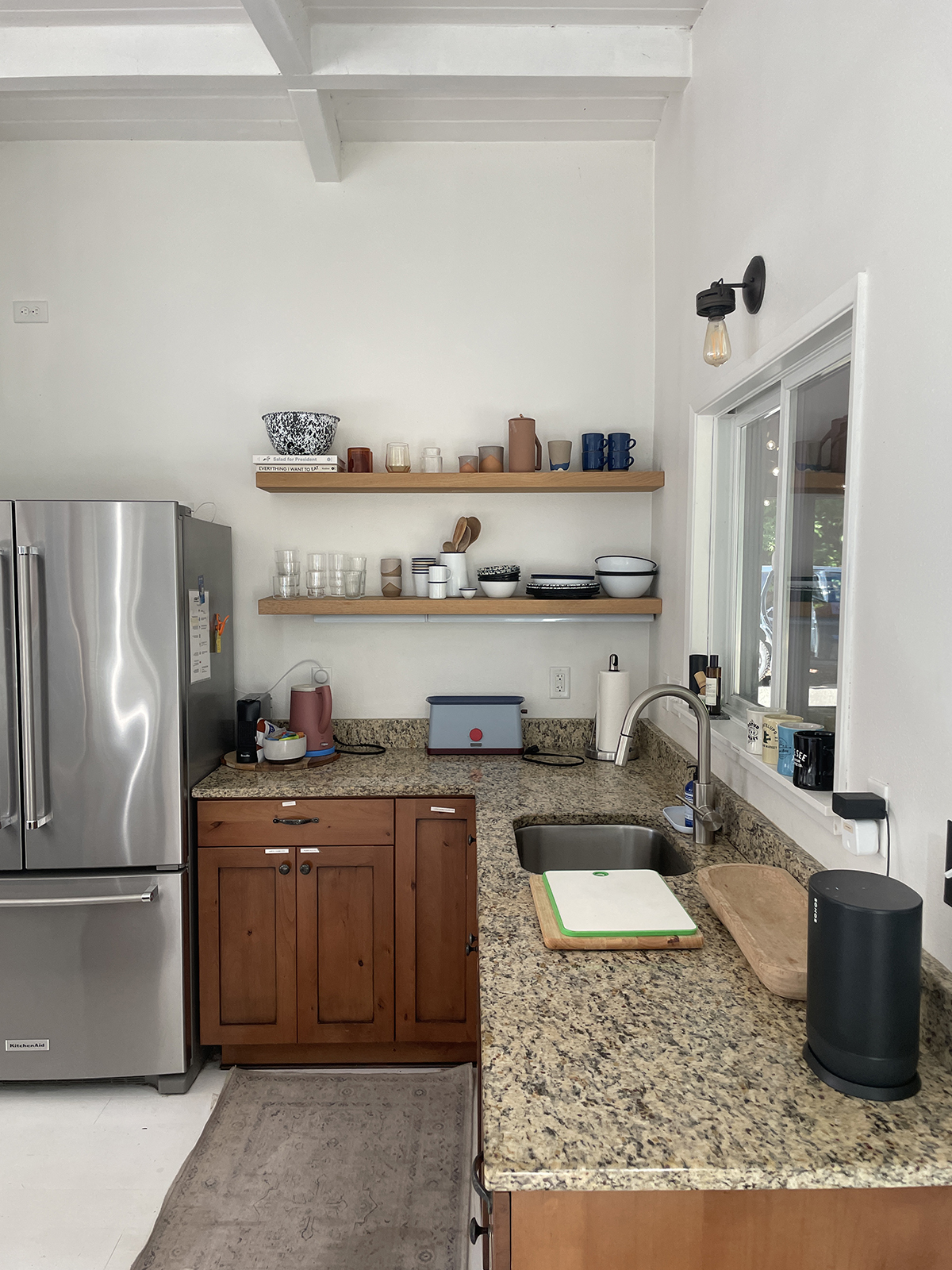 kitchen with open shelves