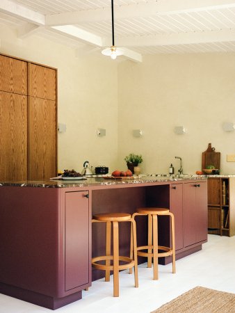 maroon kitchen island