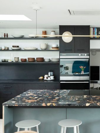 This Designer Stashed a Slab of Terrazzo for Years, Until It Inspired a Black-on-Black Kitchen