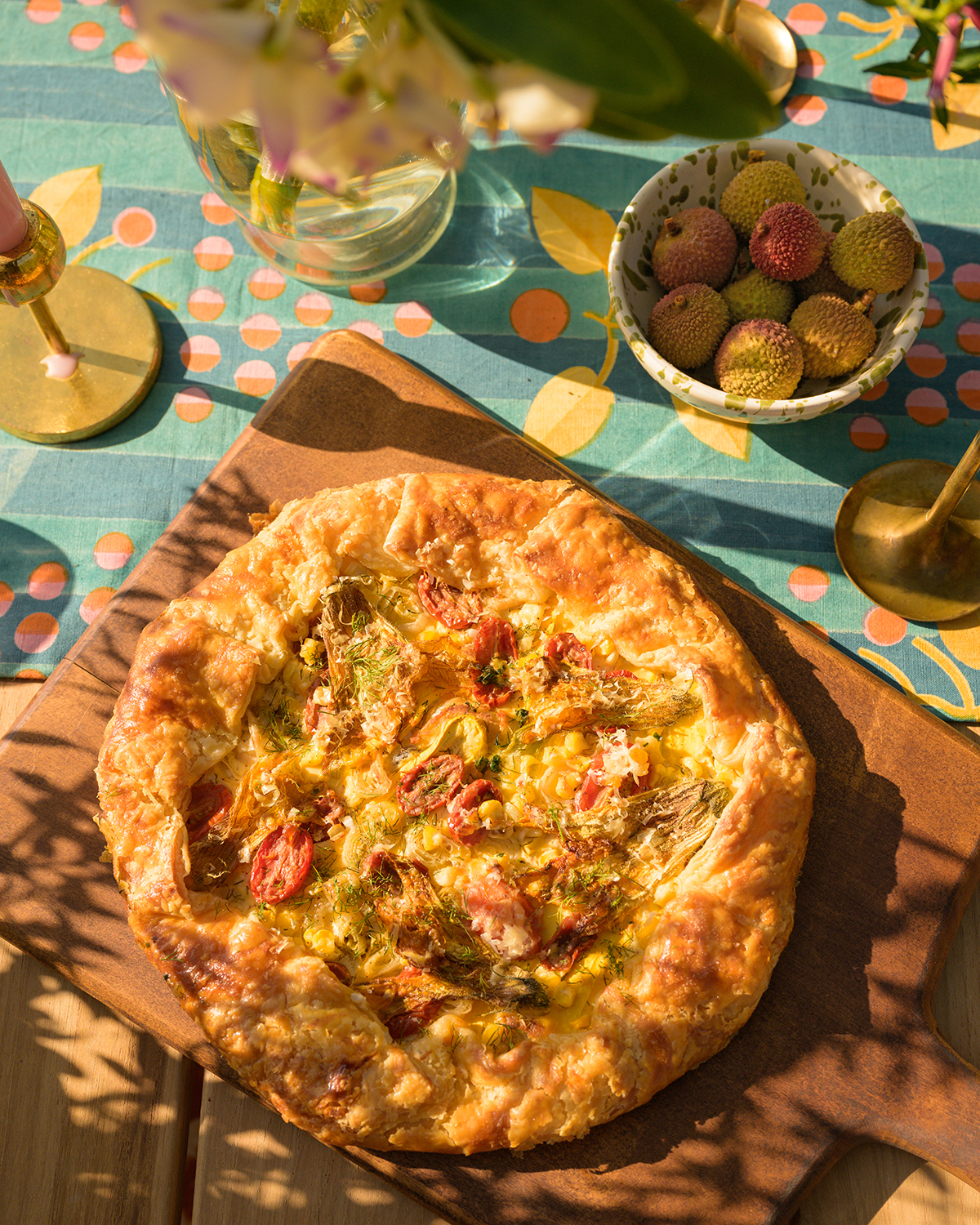 Premade galette on a table for a party