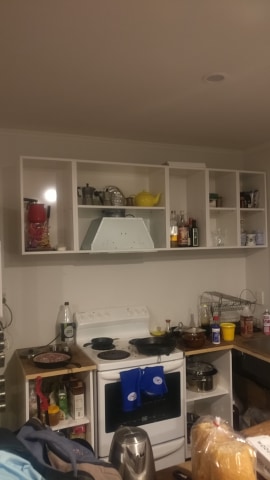 open white cabinet doors