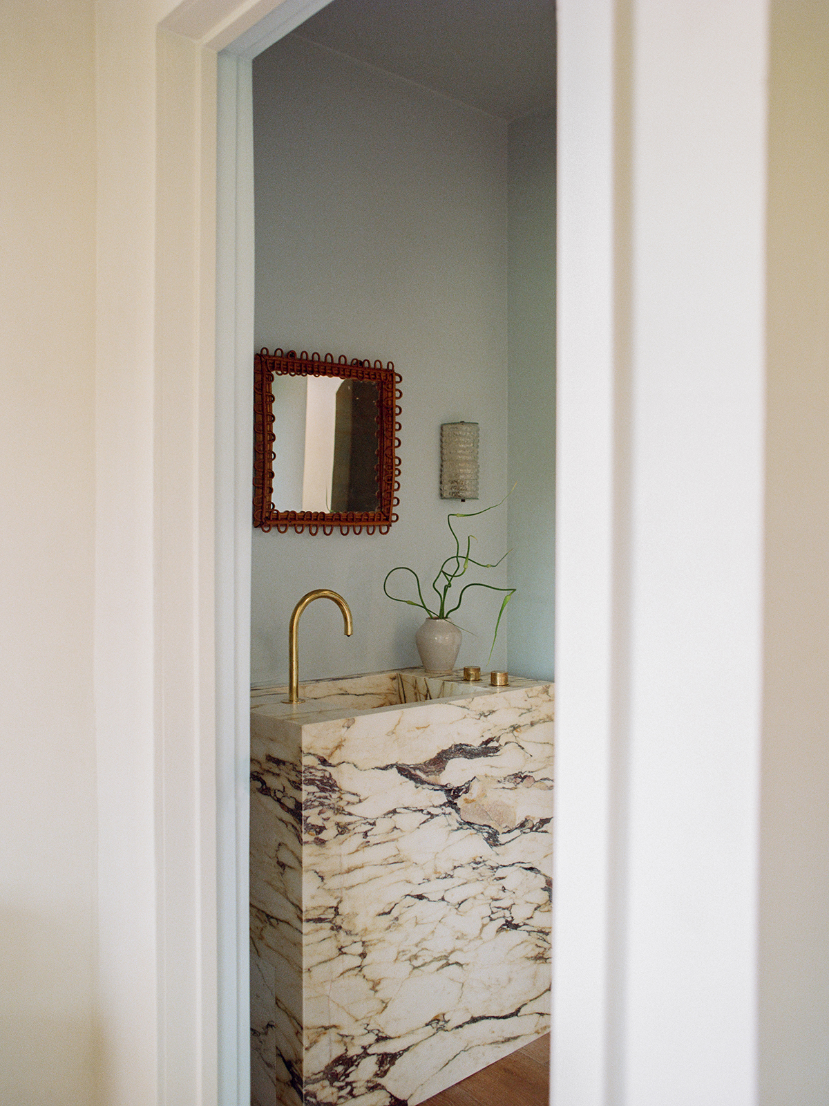 marble powder room sink