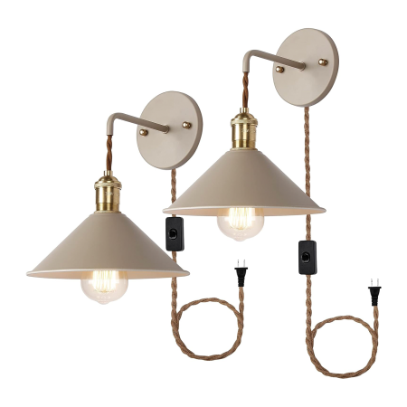  iYoee Set of Two Plug-In Wall Sconces in Khaki