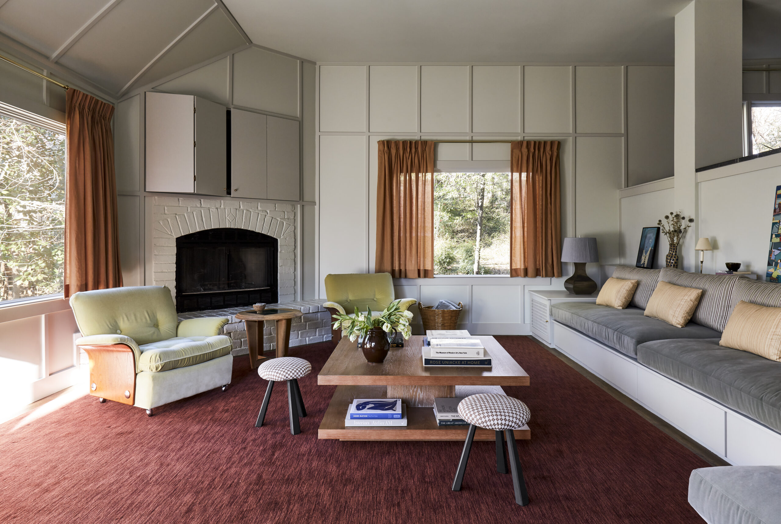 red rug in living room