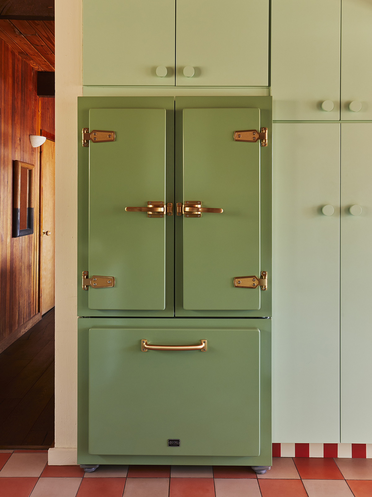 Big Chill refrigerator in a custom sage green color