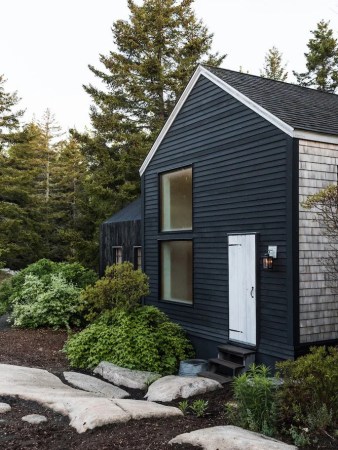 black house with white door