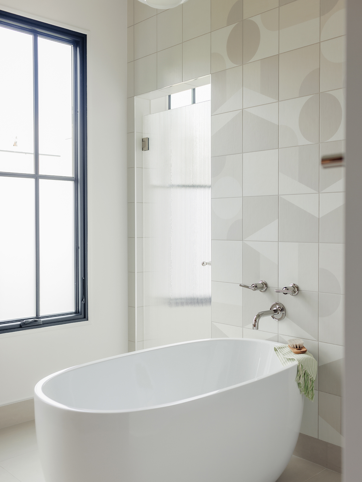 tub against tiled wall