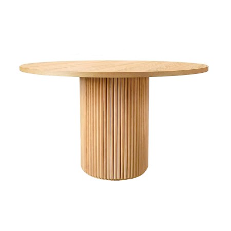  Simontal Round Wood Table with fluted pillar base