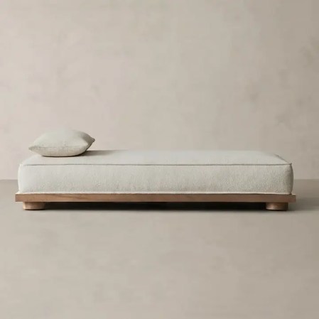  Cream fabric and wood daybed
