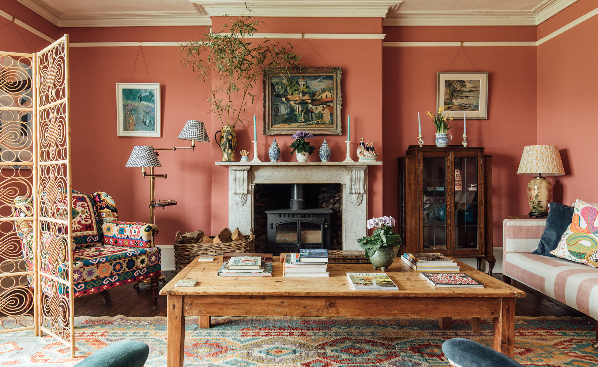 pink living room