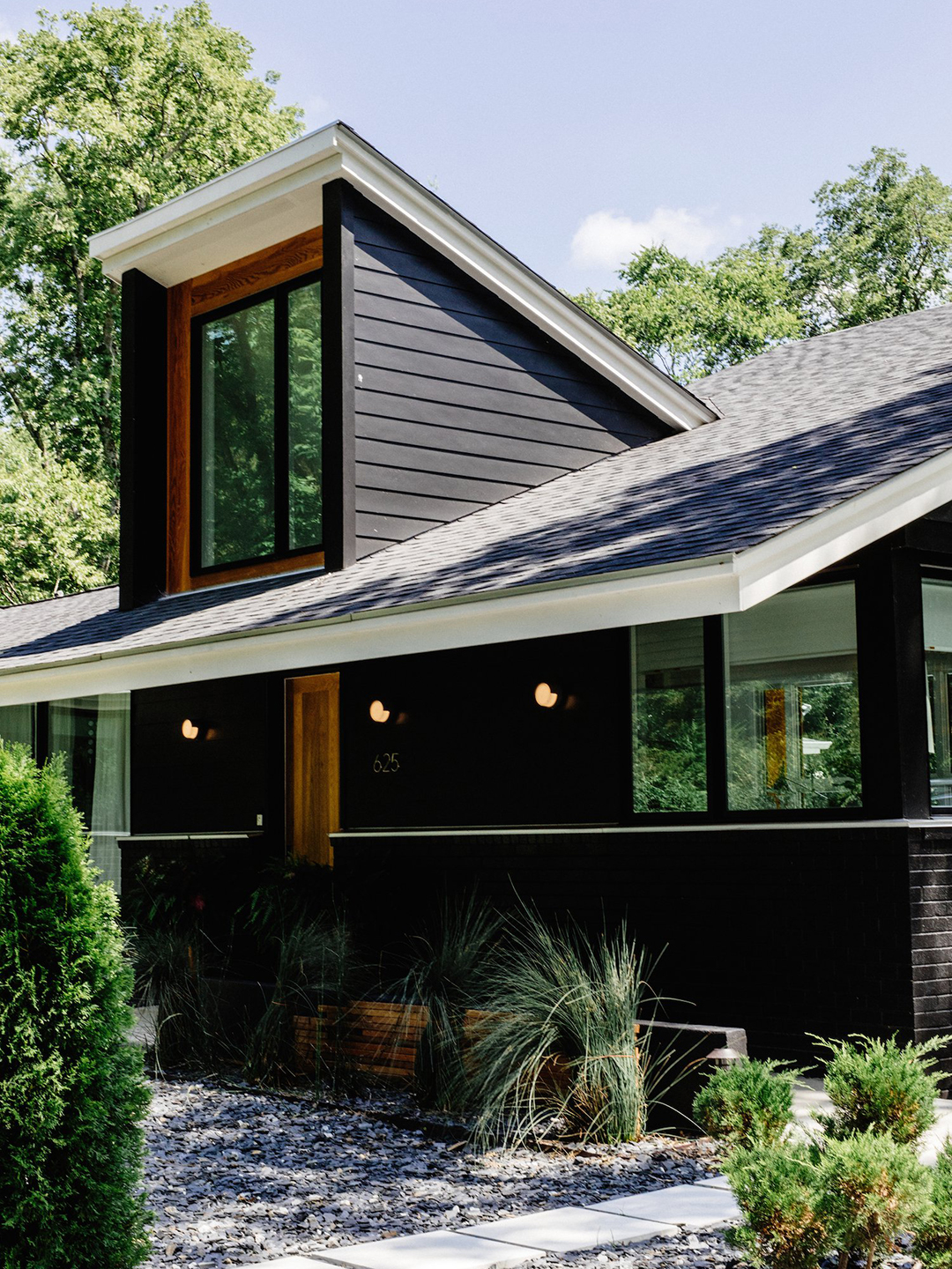 Black mid-century home exterior.