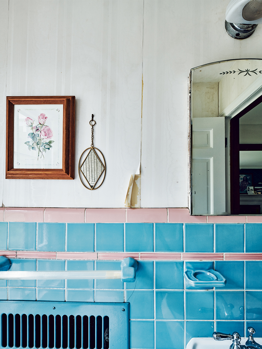 Bathroom with aqua tile