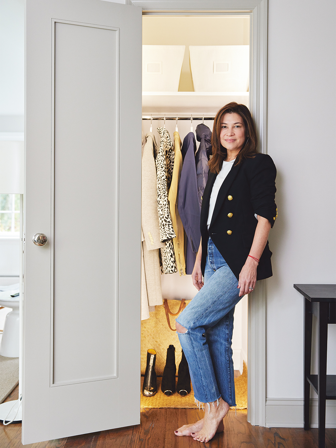 woman standing near closet