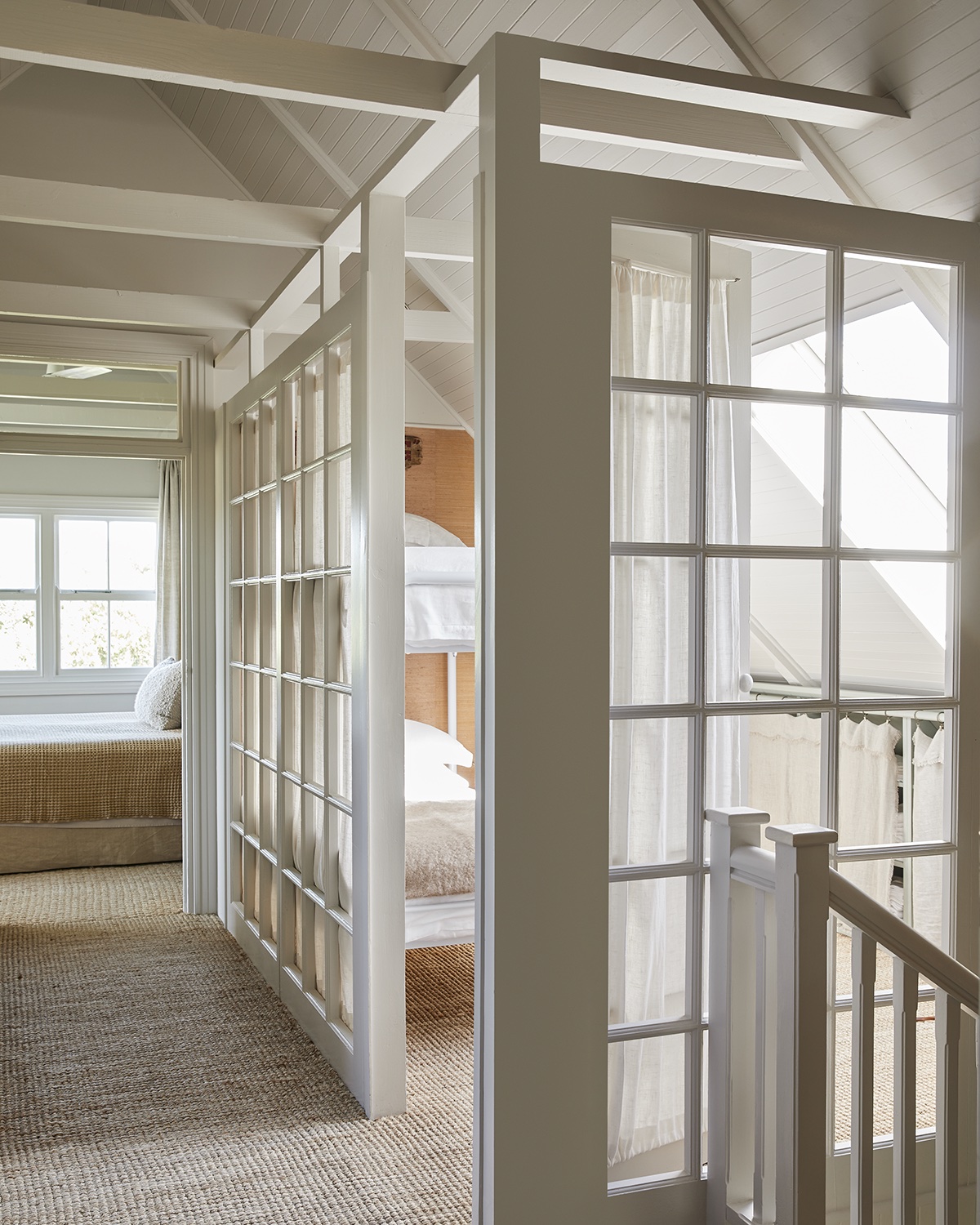 partially open bunk room